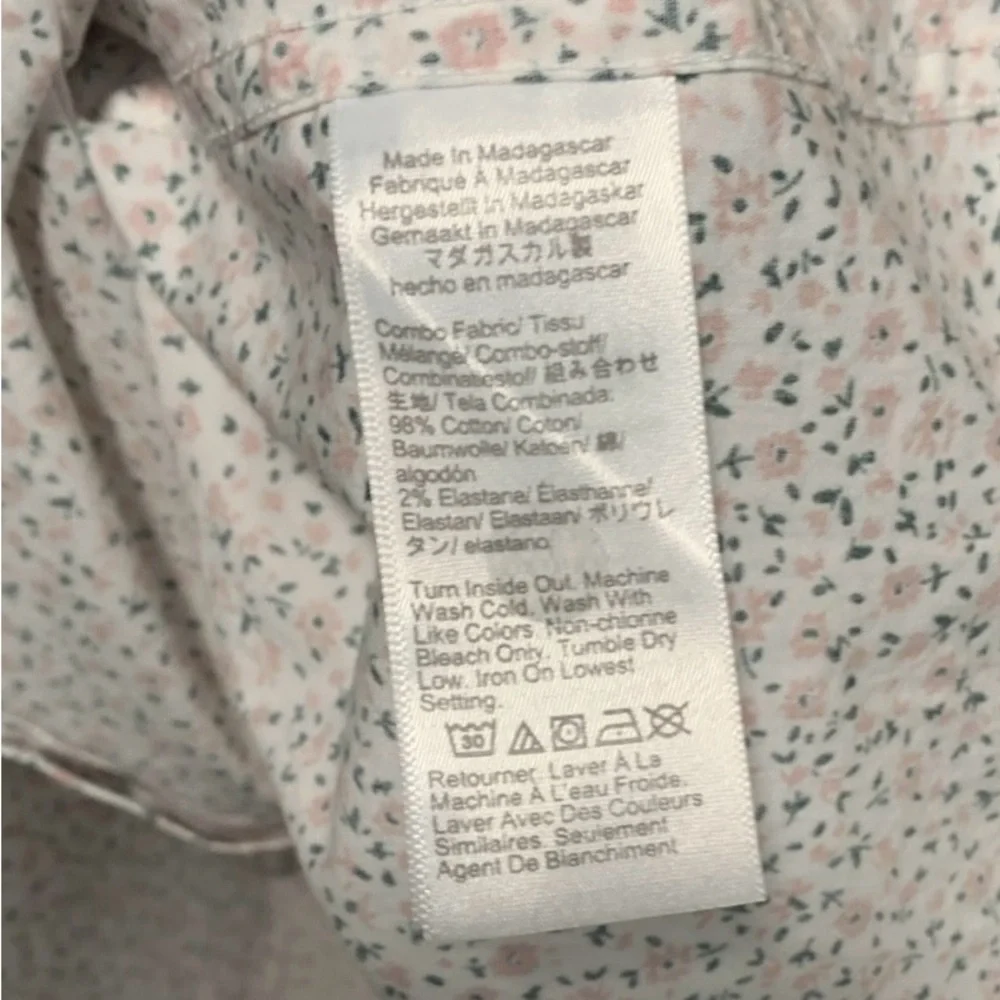 J. Crew Men's White Subtle Floral Button Up Shirt Slim Fit Size XXL 98% Cotton